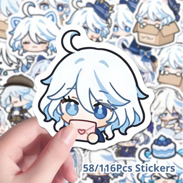 Genshin Impact Aufkleber Set Furina Kawaii Cartoon Q-Version Dekorative Sticker Multicolor - Bild 1