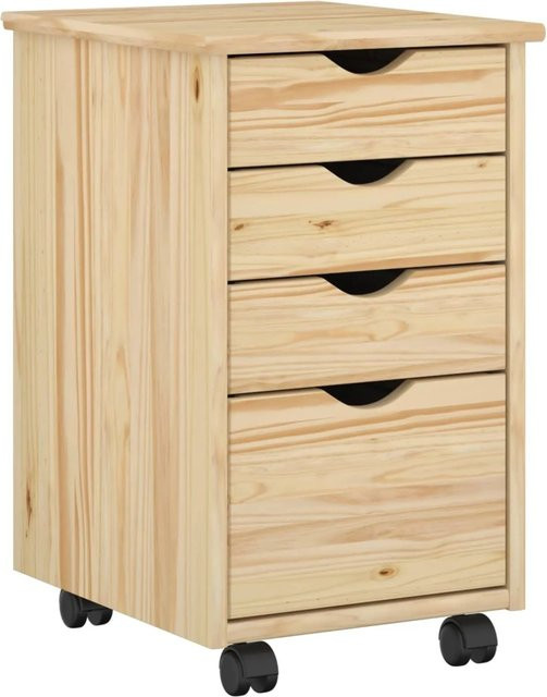 vidaXL Rollschrank aus massivem Kiefernholz in Braun mit Rollen B/T/H: 34 x 39 x 56 cm - Bild 1