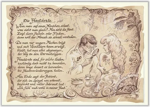 Zunftbild Hautarzt als Poster auf Antikpapier in Beige und Braun, Format A4 - Bild 1