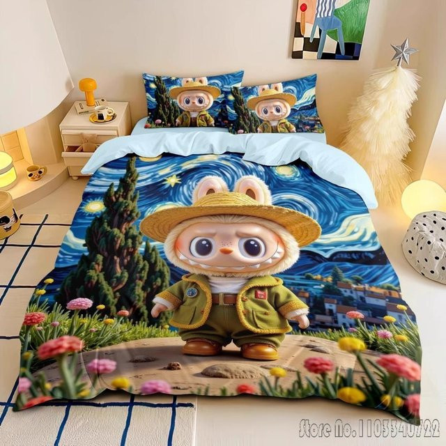 Lodestar La-BuBu Bettwäsche-Set Rosa mit Anime-Motiv für Kinder, bestehend aus Bettdeckenbezug und Kissenbezug, B/H: 245 x 210 cm - Bild 1