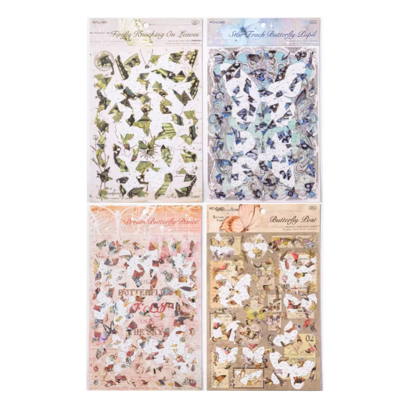 3 Blatt selbstklebende Schmetterlings-Aufkleber aus goldfarbener Metallfolie für dein DIY Tagebuch und Scrapbook-Deko - Bild 3