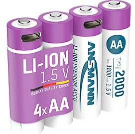 Ansmann Mignon AA Li-Ion Akkus 1,5 V Typ 2000 mit USB-C Ladung, 4 Stück - Bild 1