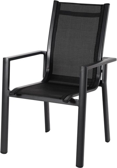 OUTFLEXX Stapelsessel aus Aluminium und Textilene in Anthrazit Matt/Schwarz, B/T/H: 60 x 69 x 93,5 cm - Bild 1