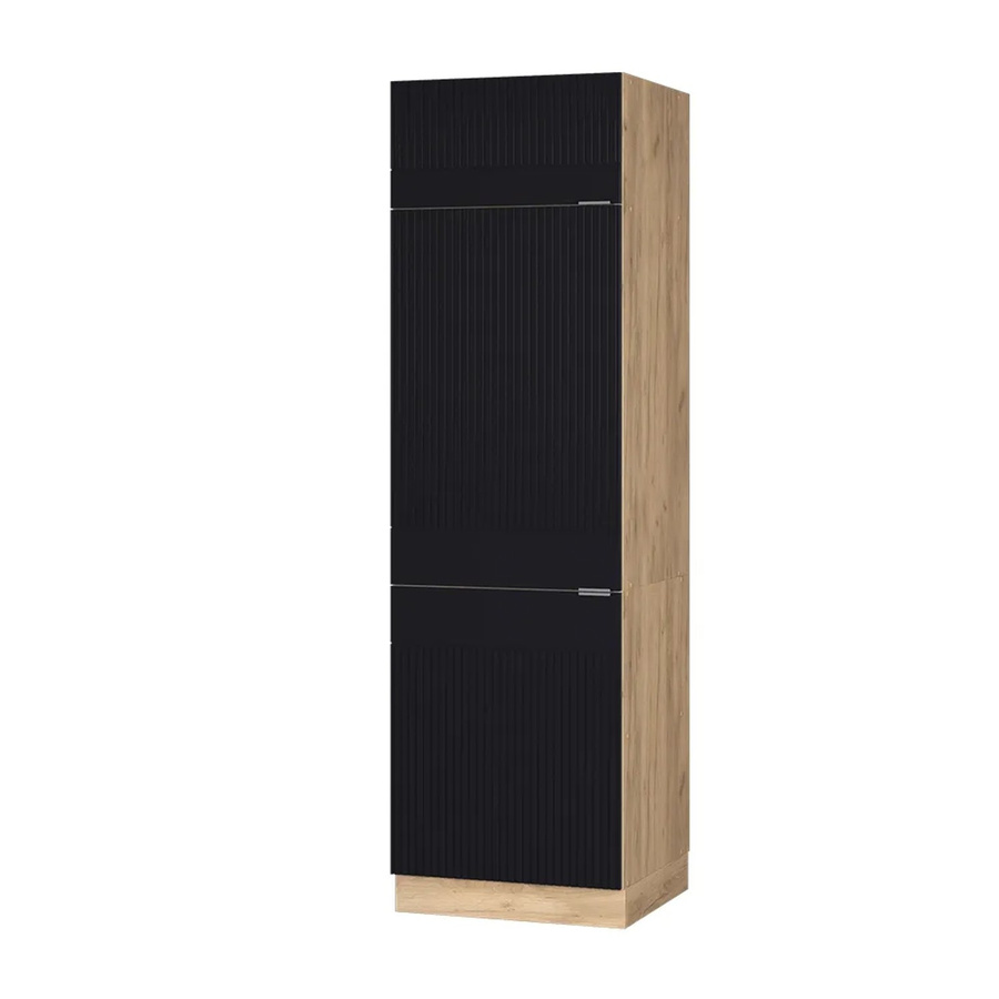 Vicco Kühlumbauschrank Fame-Line Eiche Schwarz gestreift Breite: 60 cm, Tiefe: 54,63 cm, Höhe: 206,8 cm - Bild 3