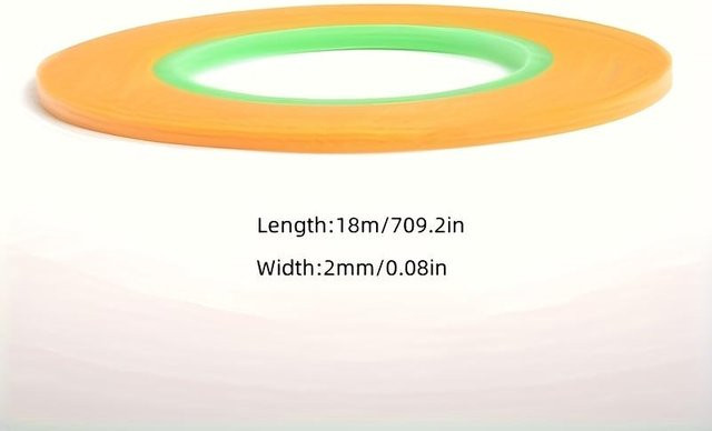 LChome Modellbau-Malerklebeband Orange mit grünem Kern, Rückstandsfrei und Handabreißbar, Breite: 2 mm, Länge: 18 m - Bild 1