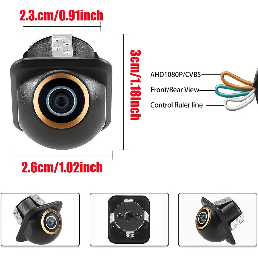 QueenDer Weitwinkel-Auto-Rückfahrkamera mit 170 Grad Fisheye-Objektiv in Schwarz, AHD 1080P/CVBS umschaltbar für vorne, hinten, links und rechts - Bild 3