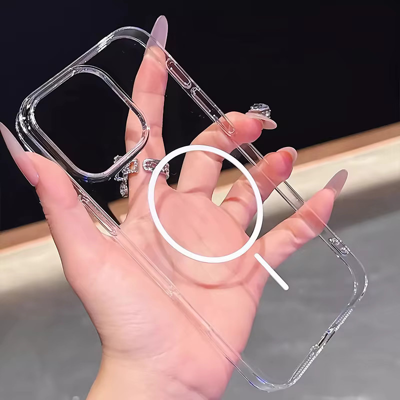 AKABEILA MagSafe Magnetische Handyhülle für iPhone 17 Pro Max 16 15 14 13 12 11 Transparent oder Orange - Bild 2