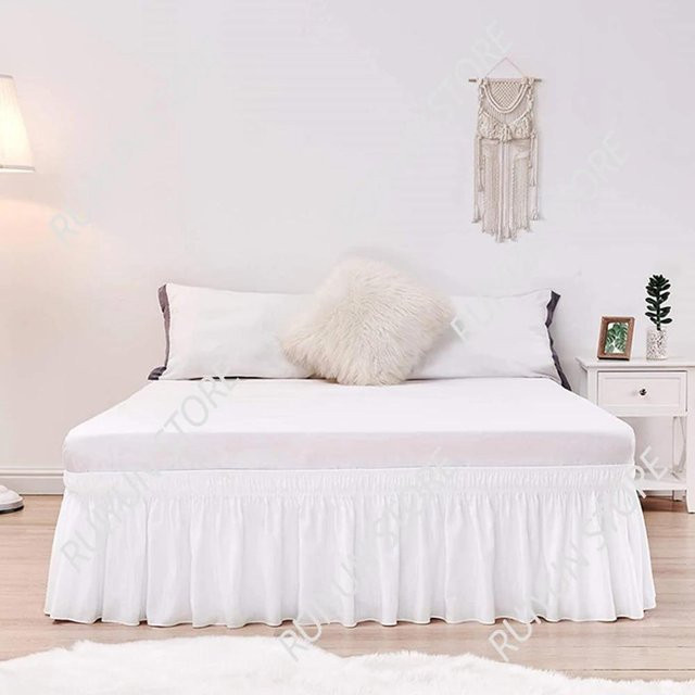 Weißer Bettrock von Your Warm Home mit Gummiband aus Polyester, B/T/H: 100 x 200 x 38 cm - Bild 1