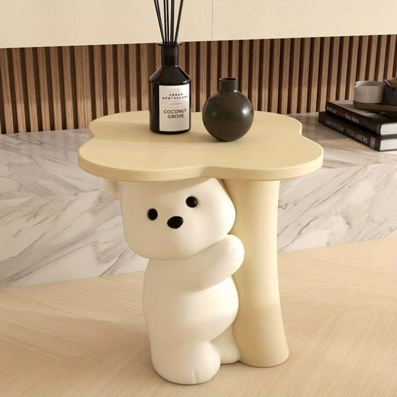 Dekorative Bär-Figur aus Kunstharz in Gelb und Beige für moderne Bodendekoration - Bild 3