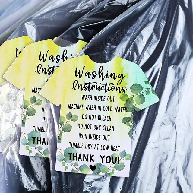 50 Stück Hemdpflegekarten aus Papier in Grün für Waschanleitungen und Kleidungsetiketten - Bild 1