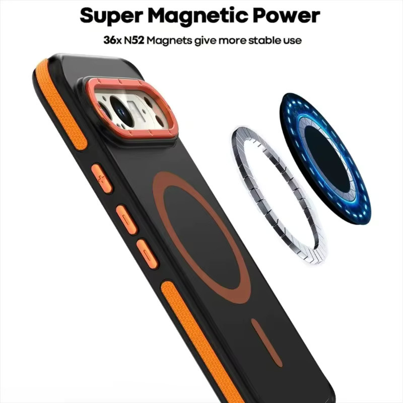 Superior Armor High Clear Protect Hülle für Google Pixel 10 und Google Pixel 9 Pro XL, transparent mit mehrfarbigem Knopfrahmen und magnetischer Aufladung, stoßfeste Schutzhülle - Bild 3