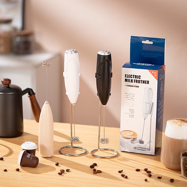 XIADYINJIA Elektrischer Milchaufschäumer und Eier-Schneebesen in Schwarz für Kaffee und Küche - Bild 1