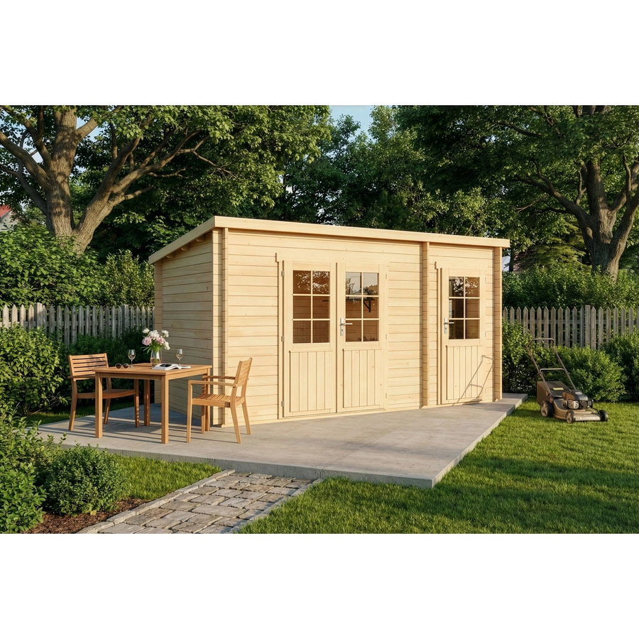 Alpholz Gartenhaus Maria-28 in Natur mit Flachdach und Blockbohlenbauweise, B/T: 450 x 250 cm - Bild 2