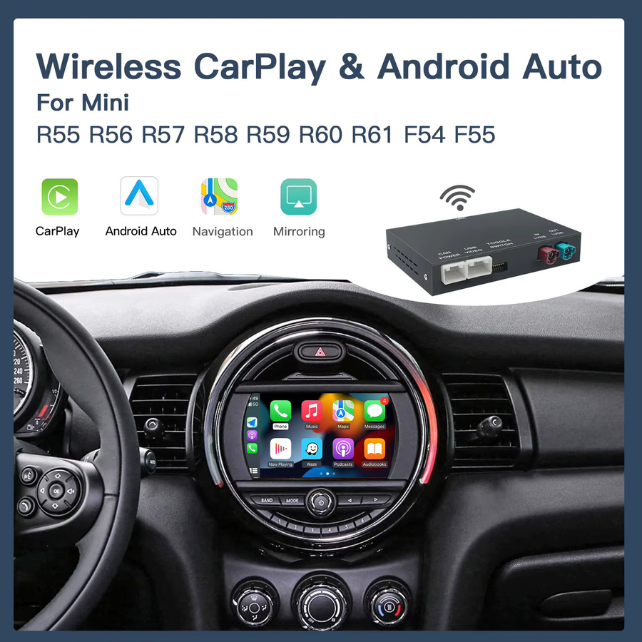 CARABC Drahtlose CarPlay und Android Auto Adapter Box mit AirPlay und Mirror Link für BMW Mini Cooper NBT CIC R55 R56 R57 R58 R59 R60 R61 in Schwarz - Bild 2