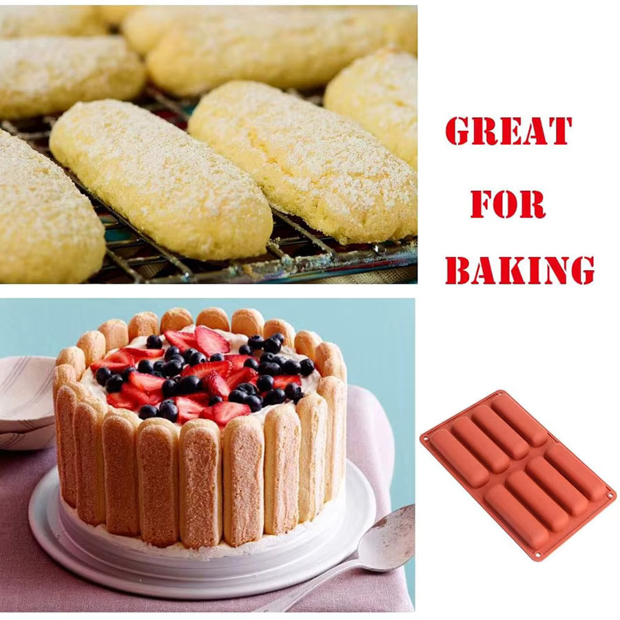 Upors Silikon Kuchenform für Eclairs und Schokoriegel, rote Backform für Gebäck, Seife oder Harz - Bild 4