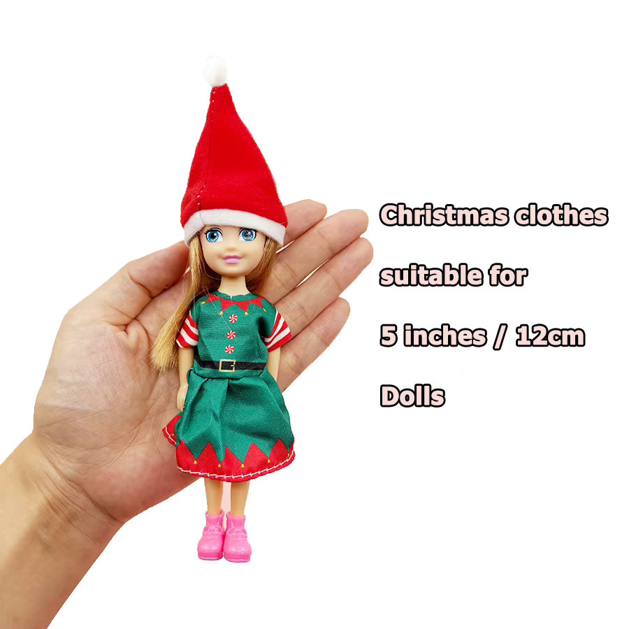 KIEKA Weihnachts-Outfits für 5 Zoll/12 cm große Puppen, Puppenzubehör, 6-teiliges Set - Bild 3