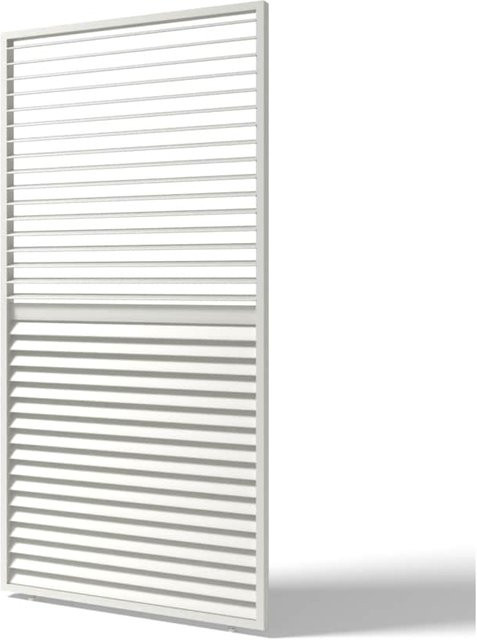 Verstellbares Pergoline Paneel aus Aluminium mit horizontalen Lamellen in Weiss, Breite: 93 cm - Bild 1