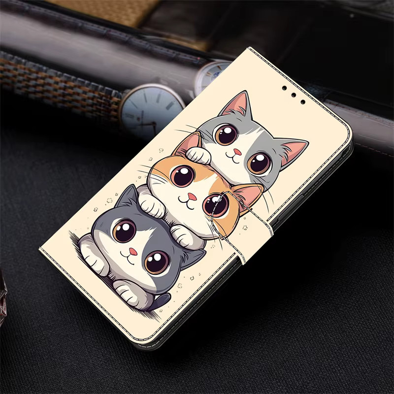 Samsung Galaxy Smartphone Wallet Case mit Standfunktion und Cat Painted Design in Multicolour - Bild 4