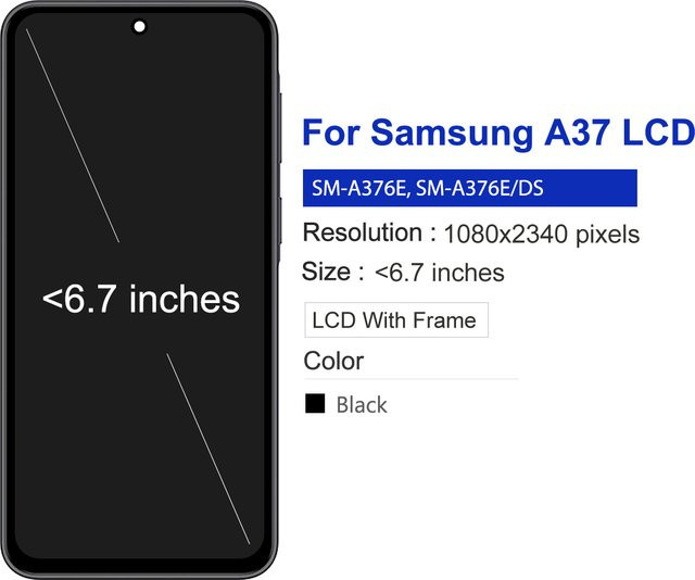 Samsung A37 5G LCD-Display Touchscreen-Digitizer-Baugruppe mit Rahmen in Schwarz für Samsung A376E A376B A376U - Bild 1