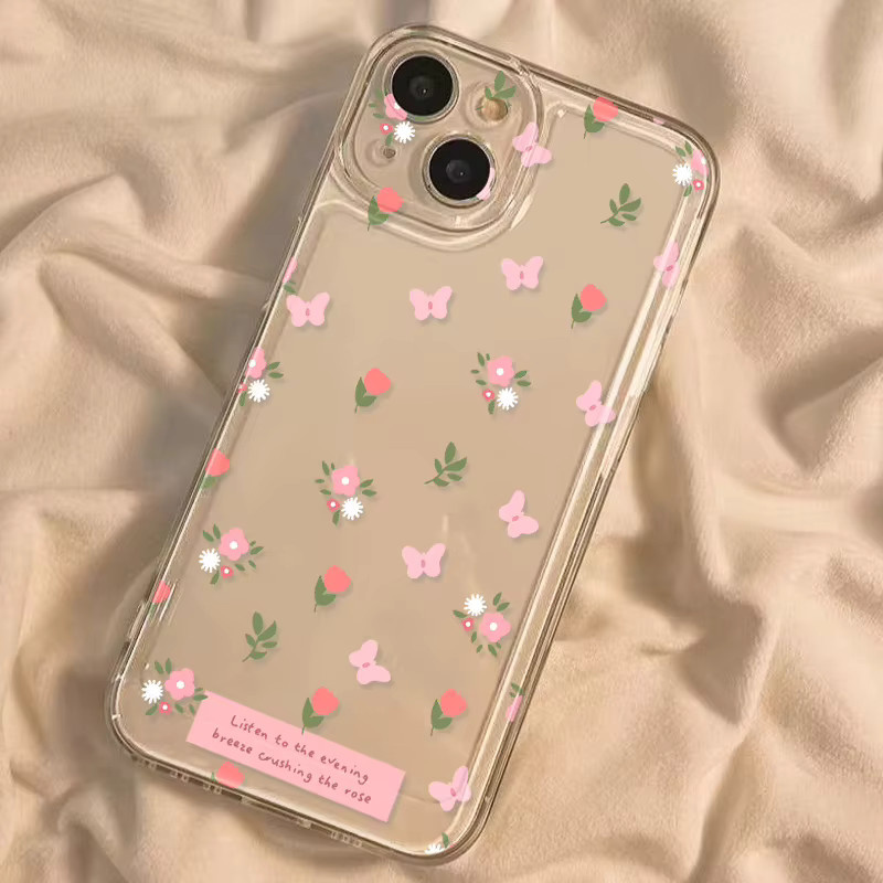 Transparente Samsung Handyhülle mit Blumenmuster aus weichem TPU für verschiedene Modelle wie S25 Ultra, S24 Ultra und S23 Plus - Bild 1