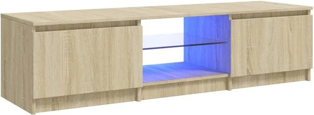 vidaXL TV-Schrank mit LED-Leuchten in Sonoma-Eiche und Beige, B/T/H: 140 x 40 x 35,5 cm - Bild 1