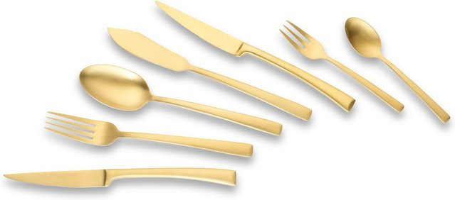 Echtwerk Tafelbesteck Avelino Gold-Edition aus Edelstahl, 42-teilig mit Etui - Bild 1