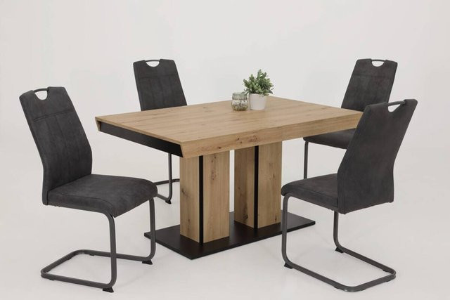 Essgruppe Hela Agnes I in Eiche und Anthrazit mit ausziehbarem Tisch und Stühlen, B/H/T: 220 x 76 x 90 cm - Bild 2