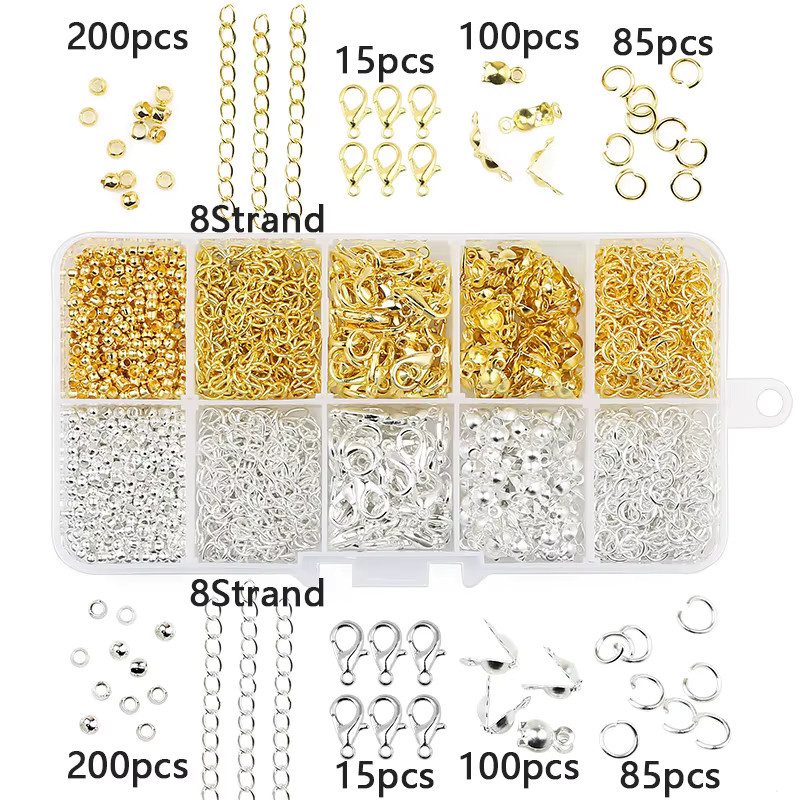 wlyees Perlen Set, Metall Karabiner Verschlüsse, Biegeringe, Blume Spacer, Unisex - Bild 2