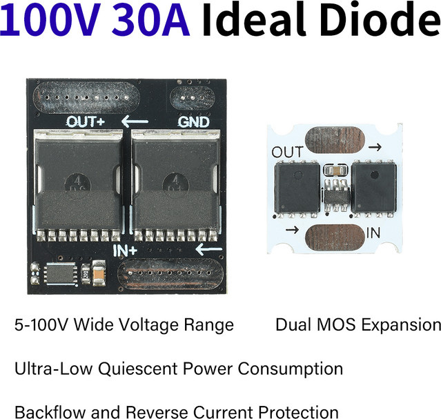diymore Diodenmodul Anti-Rückfluss-Gleichrichterplatine in Schwarz mit 100 V/30 A und 60 V/10 A für industriellen Leistungsschutz - Bild 1