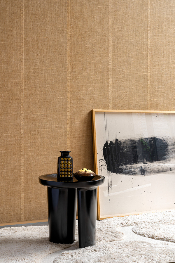 Arte International Tapete Uno in Ochre mit abstraktem Naturdesign und Textiloptik - Bild 1