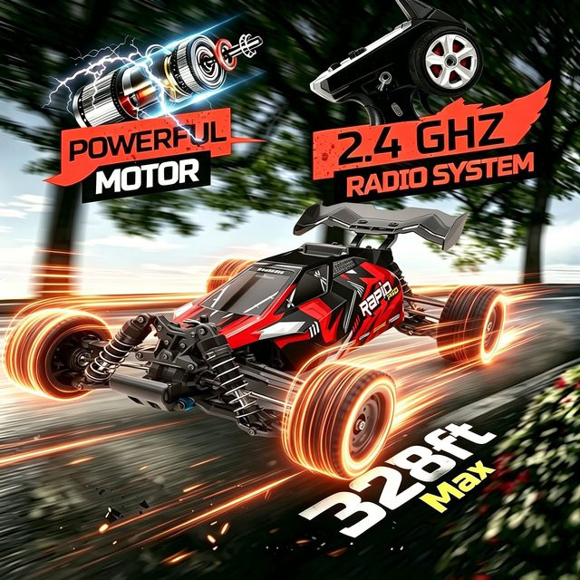 WLtoys RC-Auto, 1/16 Monster Offroad-Buggy, 2,4GHz, bürstenlos, 4WD - Bild 1