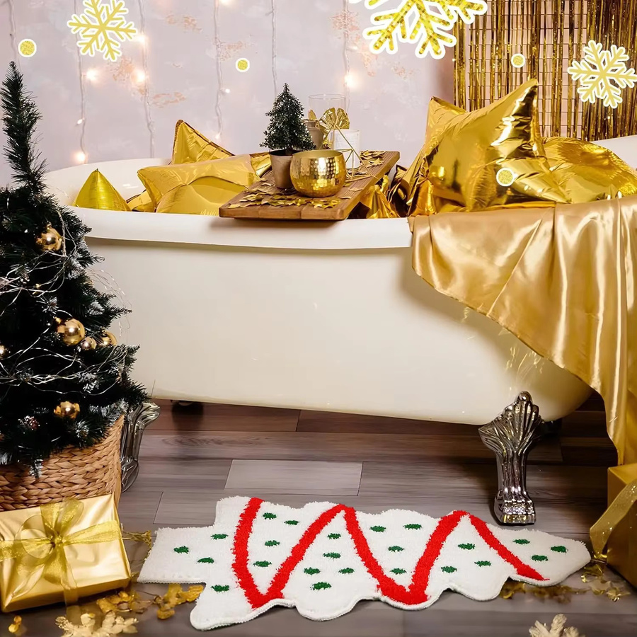 VIKAMA Weihnachtsbaum-Teppich aus Kunstkaschmir in Multicolour, weiche Bodenmatte für Schlafzimmer, Küche und Badezimmer, B/T: 60 x 40 cm - Bild 3