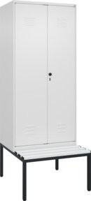C+P Spind Classic PLUS Schwarz-Weiß mit integrierter Sitzbank, 2 Abteile, B/T/H: 212 x 80 x 81,5 cm - Bild 1