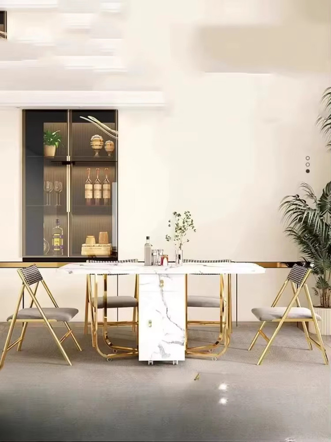 Ovaler Designer-Esstisch aus Marmor von DUTRIEUX in Weiß und Gold - Bild 2