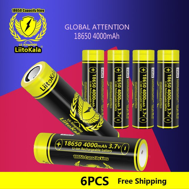 6er Set LiitoKala Lii-King4000 Li-Ion Akku 18650 mit 3500 mAh, 3,7 V wiederaufladbar - Bild 1
