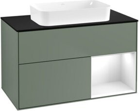 V&B Waschtischunterschrank Finion mit Wandbeleuchtung, Farbe Weiß Lack, Breite: 100 cm, Tiefe: 60,3 cm - Bild 1