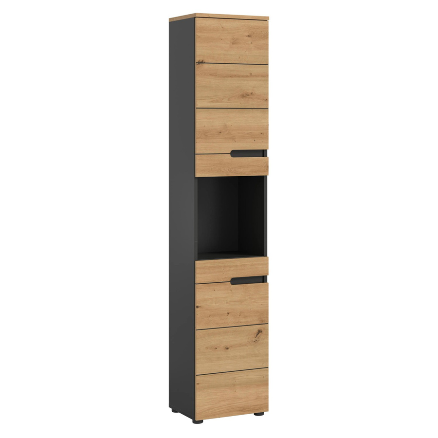 Hochschrank Canu von xonox.home in Basalt Eiche Artisan Nachbildung, modern und matt, B/H/T: 38 x 193 x 34 cm - Bild 2