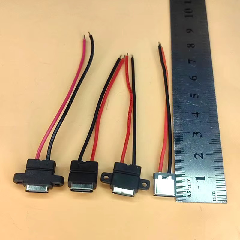 JCD USB-C-Buchse mit Kabel, 2-Pin Wasserdichte USB-C-Stecker mit Schraubenloch und Schnellladeanschluss, Schwarz - Bild 4