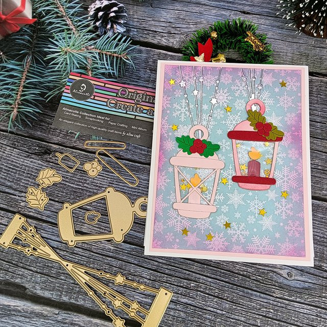 Alinacutle Lampenband Stanzform aus Metall in Gold für DIY-Grußkarten und Scrapbooking - Bild 1