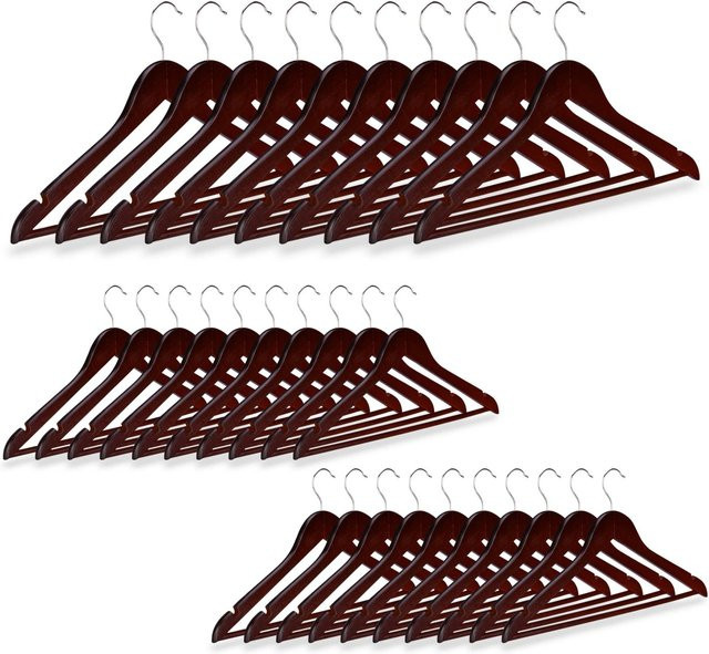 Relaxdays Kleiderbügel aus Holz und Metall in Braun, 30er Set, B/T/H: 44,5 x 22,5 x 1 cm - Bild 1