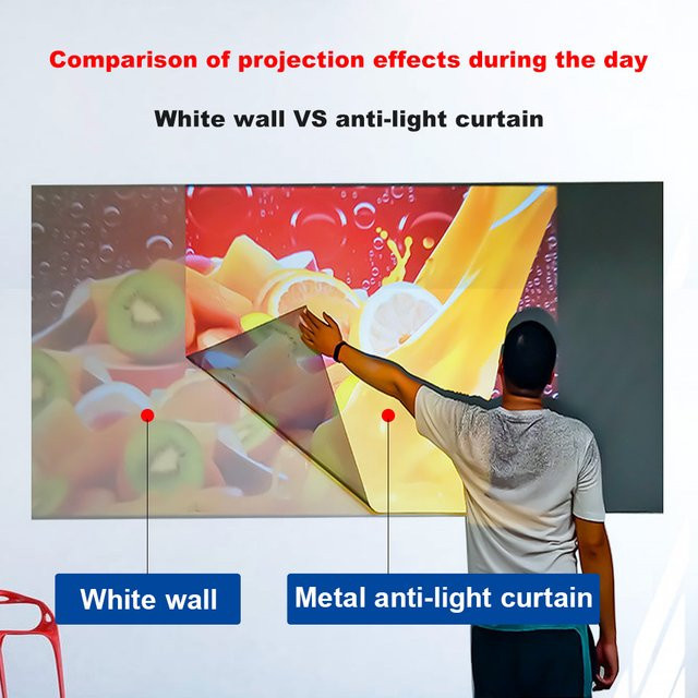 zhnuwie Anti-Licht Projektor-Leinwand in Grau, 16:9 Metall-Vorhang für 4K UHD, geeignet für Zuhause, Outdoor und Büro - Bild 1