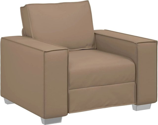 vidaXL Sofa-Sessel in Cappuccino, moderner Sessel aus Kunstleder und Stoff mit Armlehnen, Farbe: Beige/Braun - Bild 1