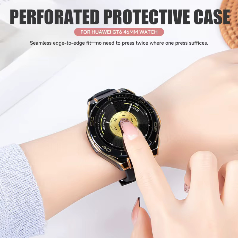 CAOWTAN Hülle für Huawei Watch GT 6 46 mm, Displayschutzfolie, TPU, Schwarz Weiß - Bild 2