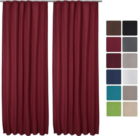 Beautissu Amelie Thermovorhang mit Kräuselband, 2-teiliges Set, Rot, Breite: 140 cm, Höhe: 245 cm