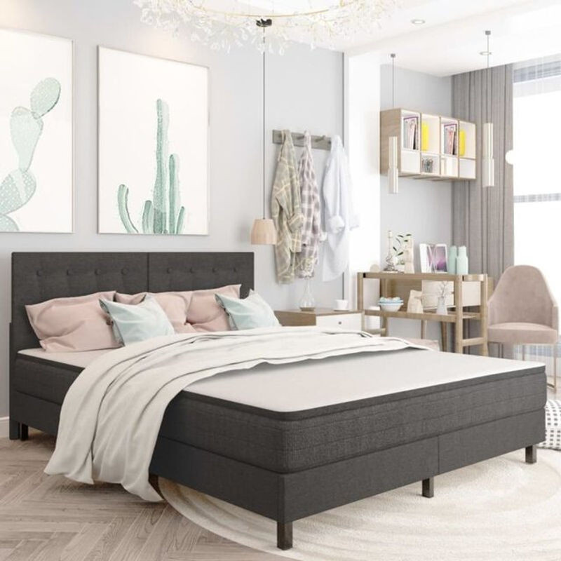 Vidaxl Boxspringbett Modern in Grau aus Stoff, B/T: 160 x 200 cm - Bild 1