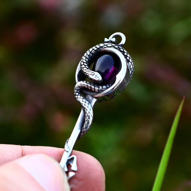 NORTHMAN Halskette Edelstahl, Schlüssel Anhänger, Stein, Silber, Unisex - Bild 1