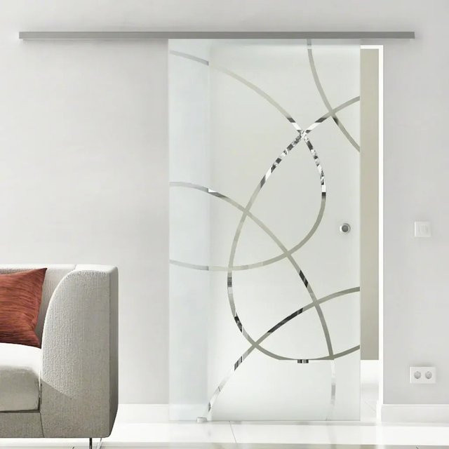 Levidor Glasschiebetür Komplettset aus Glas und Edelstahl in Silber, B/H: 90 x 217,5 cm - Bild 1
