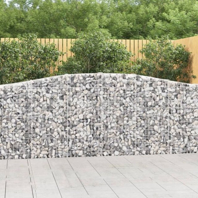 Vidaxl Gabionen mit Hochbogen aus verzinktem Eisen in Silber, 25 Stück, B/H: 400 x 30 x 100/120 cm - Bild 1