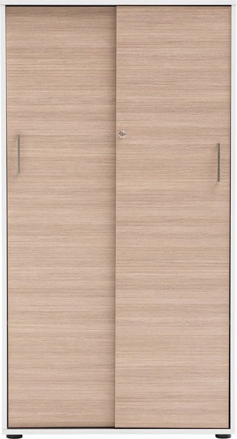Schildmeyer Hochschrank Metz mit Schiebetüren in Mattweiß, H: 150 cm, B: 80,1 cm, T: 38,2 cm - Bild 1
