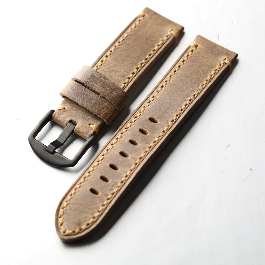 Raystray Uhrenarmband Leder, braun, Vintage - Bild 2